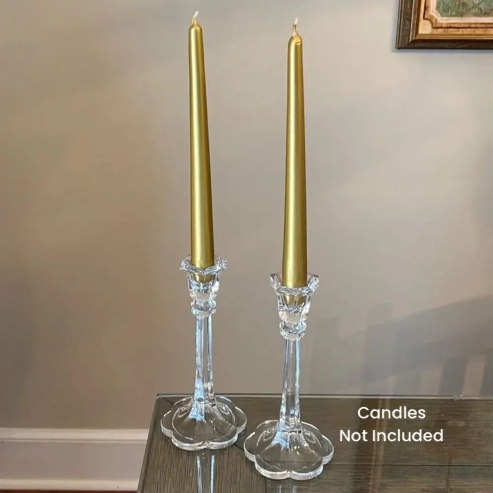 1983 Ebeling & Reuss Co, Full Lead Crystal Floral Candlesticks, Pair